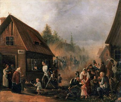 Escena de la guerra ruso-francesa en 1812, 1852 de Pyotr Baykov